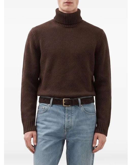 Altum Brown Roll-Neck Cashmere Sweater for men