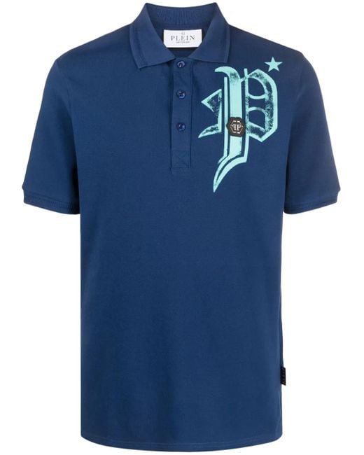 Philipp Plein Poloshirt Mit Logo-Print in Blue für Herren