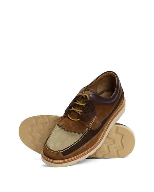 Barbour Brown Fringed Suede Boots for men
