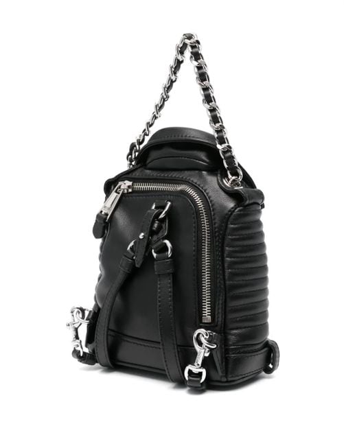 Moschino Black Biker Leather Backpack