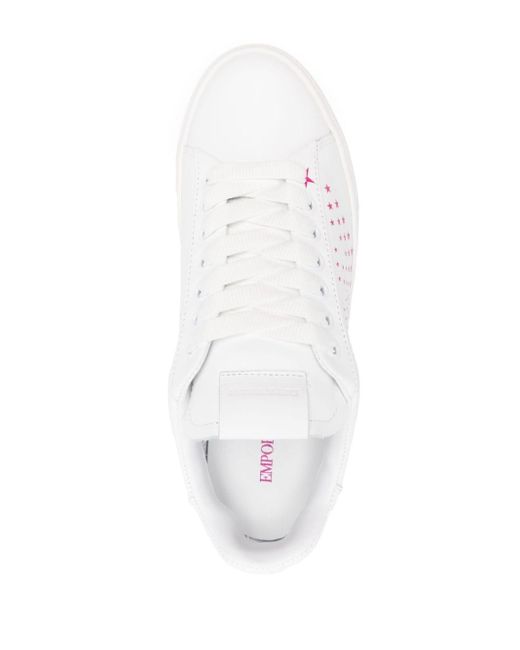Emporio Armani White Logo-print Leather Sneakers