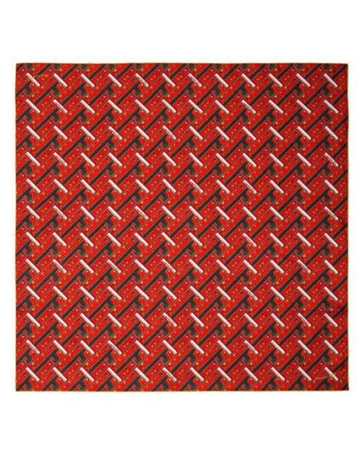 Burberry Red Bus-print Silk Scarf