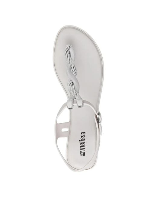 Melissa White Solar M Chic Braided-Strap Buckle-Fastening Sandals