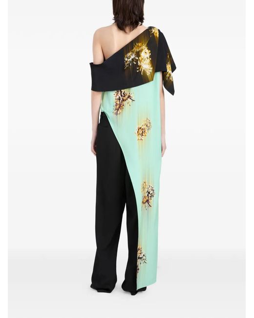 Proenza Schouler Green Haya One-Shoulder Printed Top