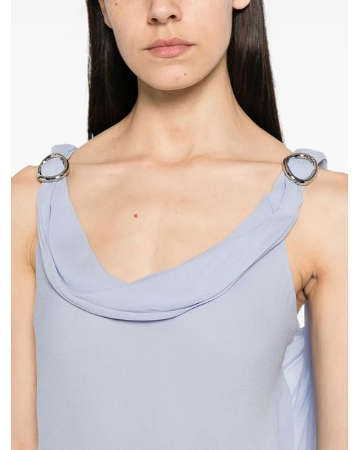 Patrizia Pepe White Cowl-Neck Ring-Detail Maxi Dress