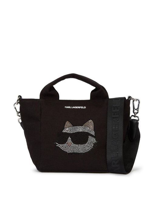 Karl Lagerfeld Black Ikon Rhinestone-Embellished Tote Bag
