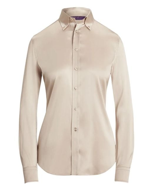 Ralph Lauren Natural Satin Button-Up Shirt