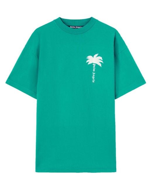 T-shirt en coton à imprimé Palm Tree Palm Angels pour homme en coloris Green