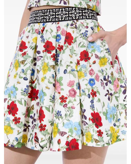 Alice + Olivia Multicolor Haven Lin And Cotton Mini Skirt
