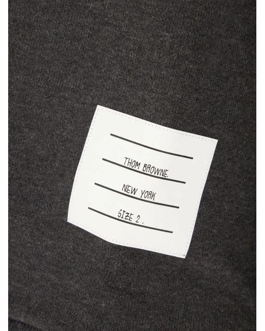 Thom Browne Black Loopback 4-Bar Logo-Patch Hoodie for men