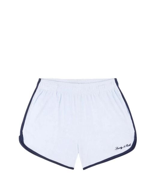 Sporty & Rich White Logo-Embroidered Track Shorts