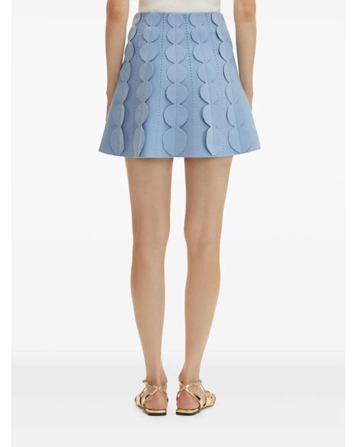 Oscar de la Renta Blue Geometric Circle Knitted Skirt