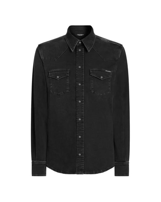 Dolce & Gabbana Black Denim Shirt for men
