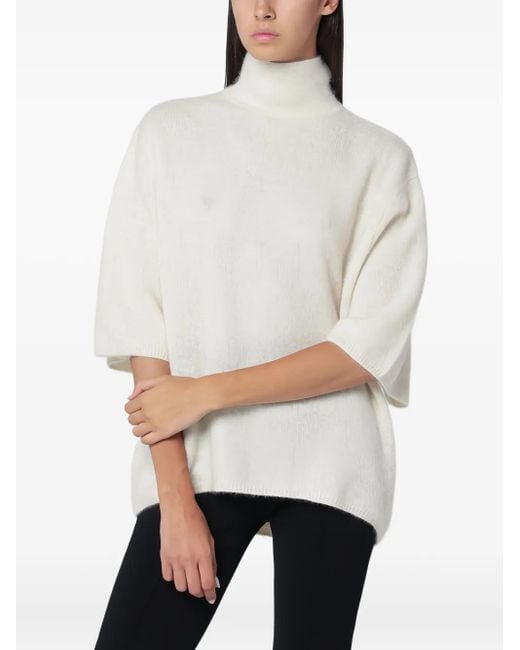 Mark Kenly Domino Tan Natural High-Neck Open-Back Sweater