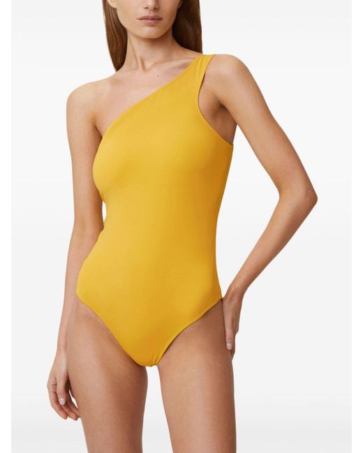 12 STOREEZ Yellow One-shoulder Backless Swimsuit