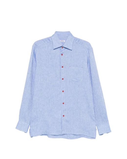 Kiton Blue Chemise À Boutonnière for men