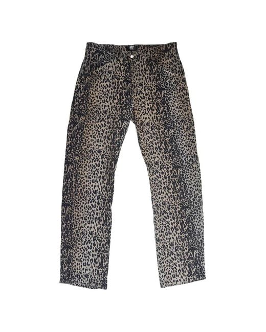 HTC Gray Leopard-Print Loose-Fit Jeans for men
