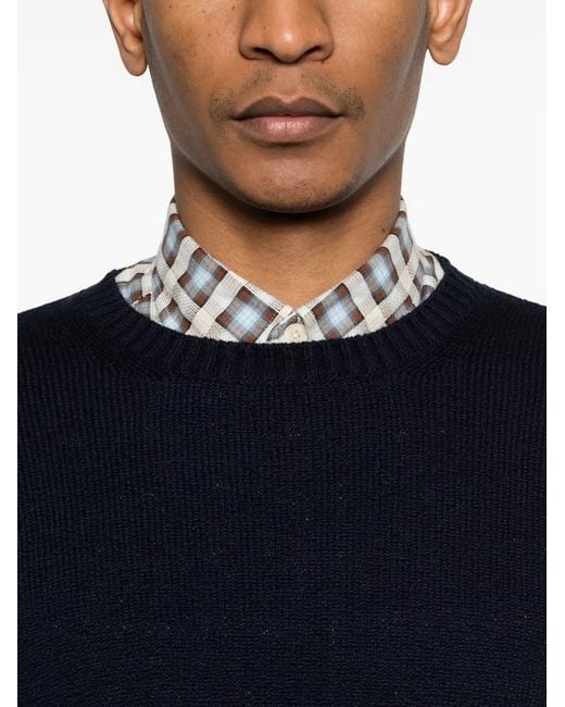 Drumohr Blue Crew-Neck Cotton Sweater for men