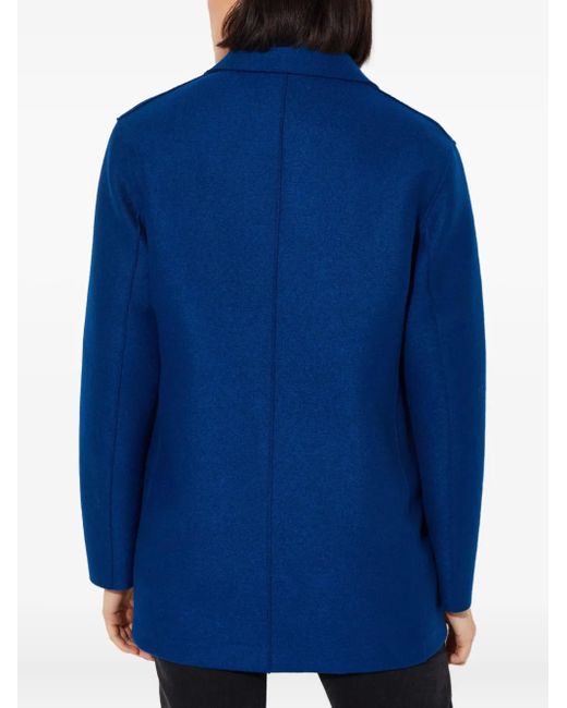 Harris Wharf London Blue Double-Breasted Wool Coat