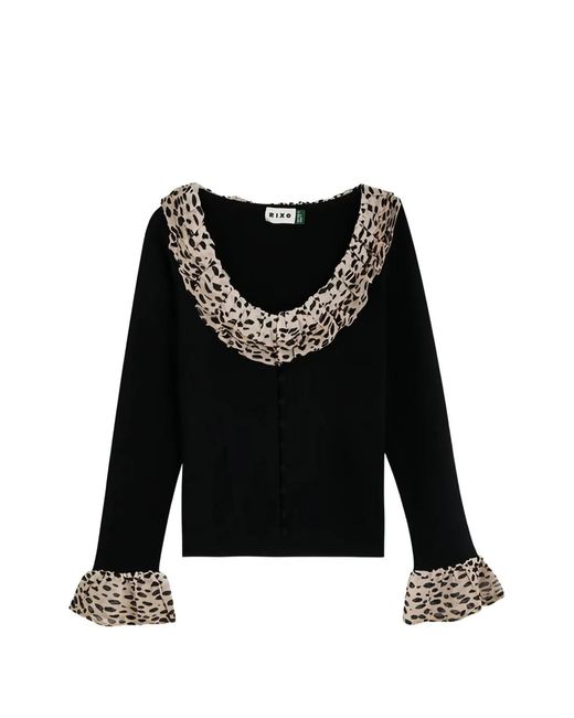 Rixo Black Gerüschter Laurel Cardigan