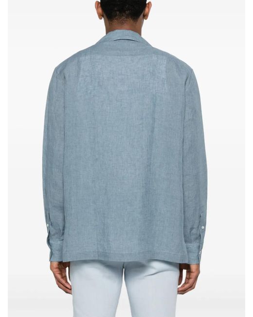 Lardini Blue Linen Shirt for men