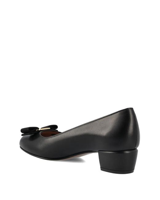Ferragamo Black 60Mm Vara Grosgrain-Bow Low-Heel Pumps