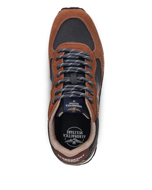 Aeronautica Militare Brown Logo-Print Lace-Up Sneakers for men