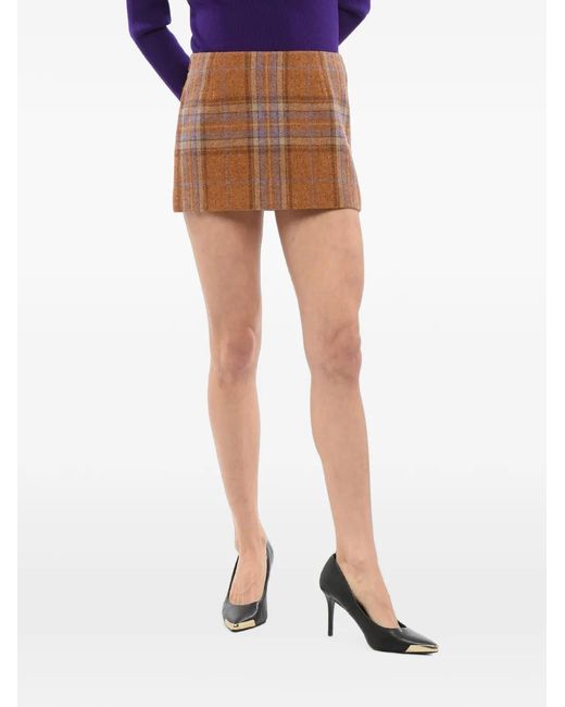 we11done Black Check-Pattern A-Line Mini Skirt