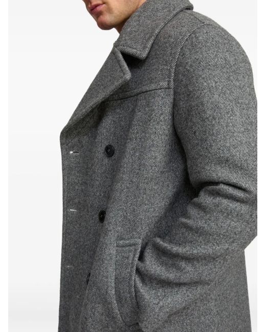 Yves Salomon Gray Double-Breasted Wool Coat for men