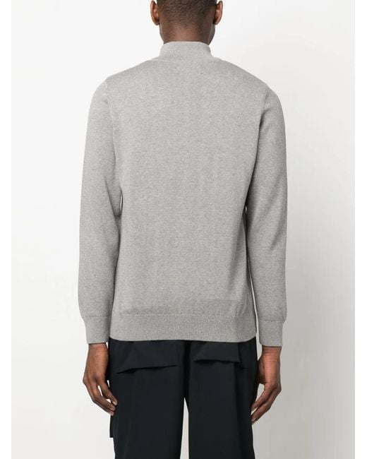 Barbour Gray Embroidered-Logo High-Neck Jumper for men