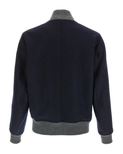 Brunello Cucinelli Blue Wool Bomber Jacket for men