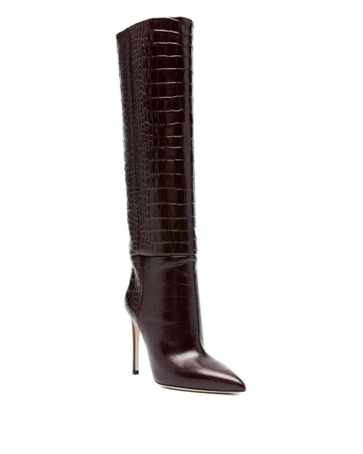Paris Texas Brown 100Mm Crocodile-Embossed Stiletto Boots
