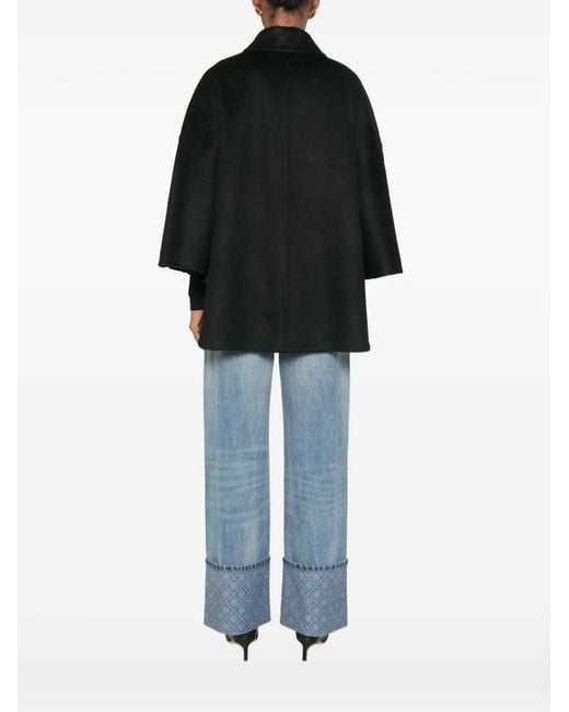Max Mara Black Double-Breasted Cape Coat