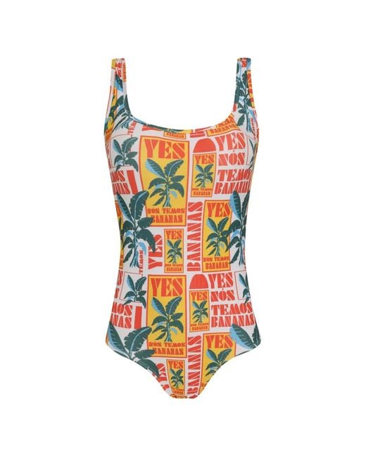 Amir Slama Red Tropical-Print Swimsuit