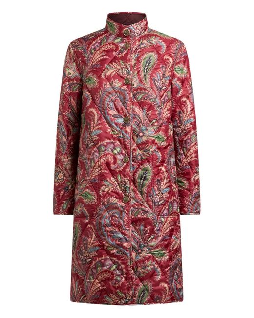 Etro Red Quilted Paisley Reversible Coat