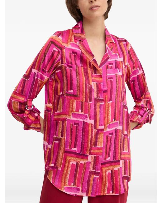 Joseph Ribkoff Pink Geometric-Print Top