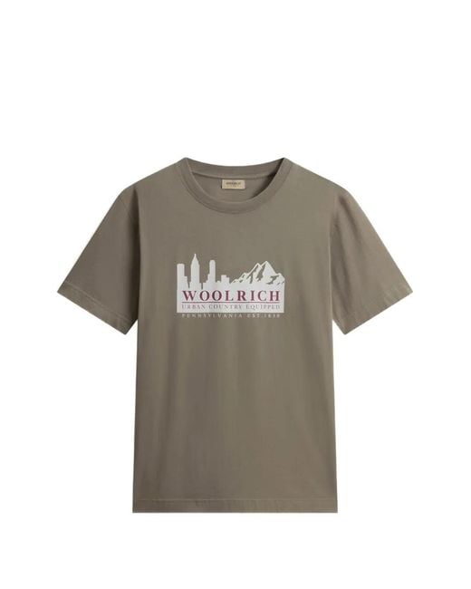 Woolrich Gray Printed Logo T-Shirt for men