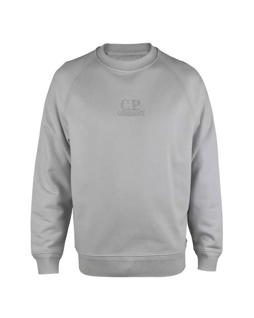 C P Company Gray Logo-Embroidered Sweater for men