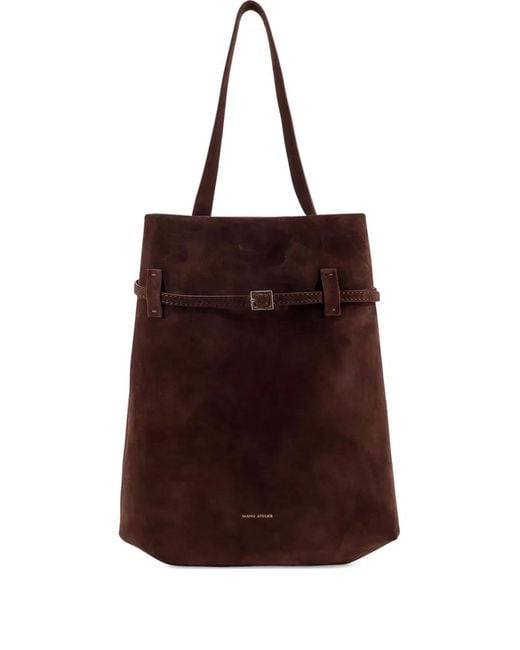MANU Atelier Brown Tote Du Jour Suede Buckle-Fastening Tote Bag