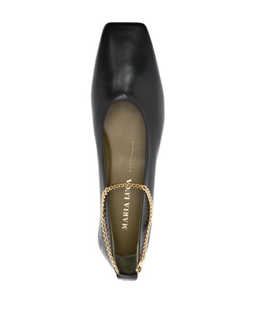 MARIA LUCA Black Chain-Link Detail Ballerina Shoes