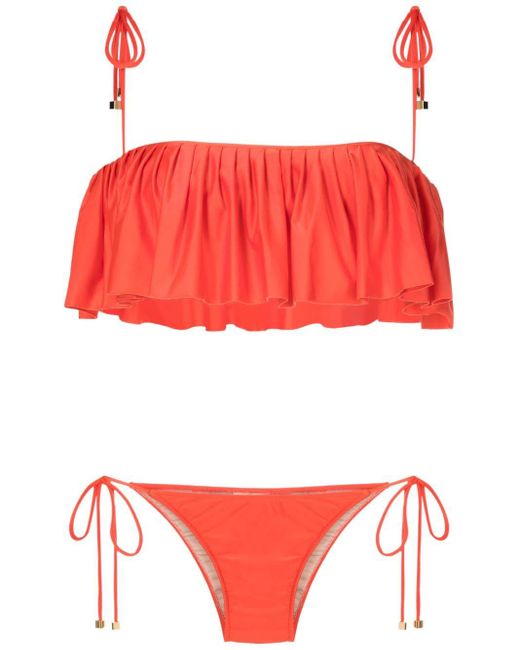 Adriana Degreas Red Ruffle-detailing Stretc-design Bikini