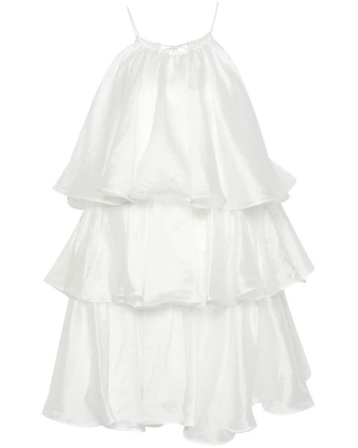 Mini-robe En Organza À Volants Claudia Aje. en coloris White