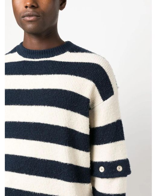 Gucci Blue Striped Knit Cotton Jumper for men