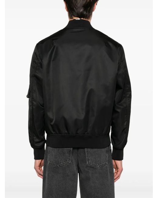 Valentino Garavani Black Floral-Embroidered Bomber Jacket for men