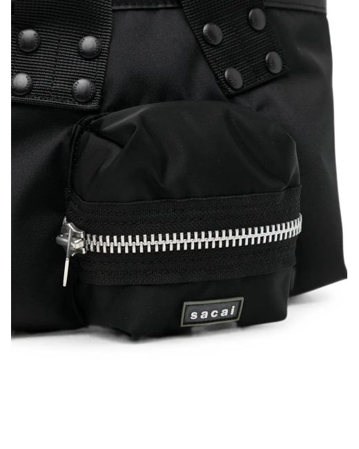 Sacai Black Multi-Pocket Tote Bag