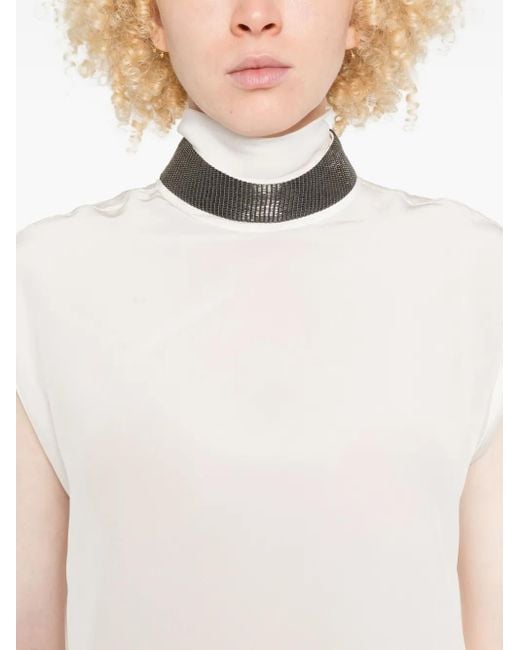 Top con cuello alto Brunello Cucinelli de color White