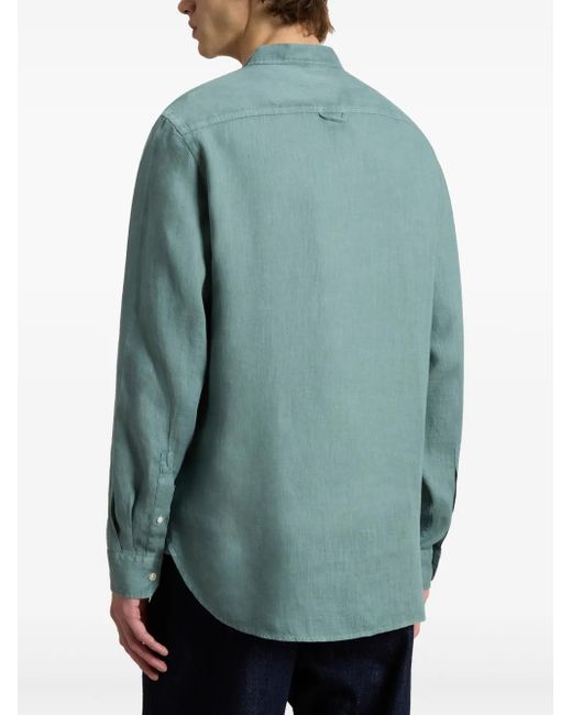 Woolrich Green Band-Collar Button-Up Shirt for men