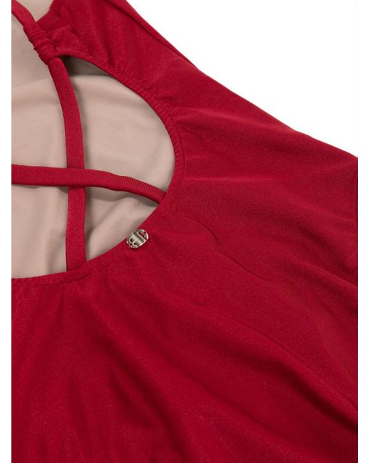 Adriana Degreas Red Criss Cross-straps Metallic Swimsuit