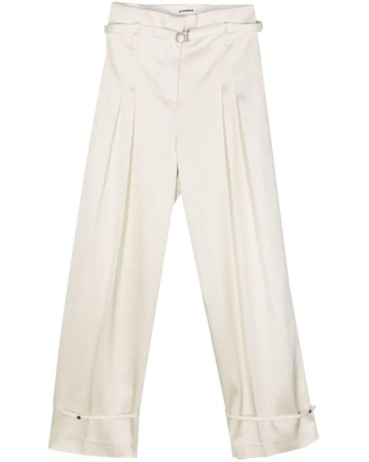 Pantalones palazzo con cinturón Jil Sander de color White