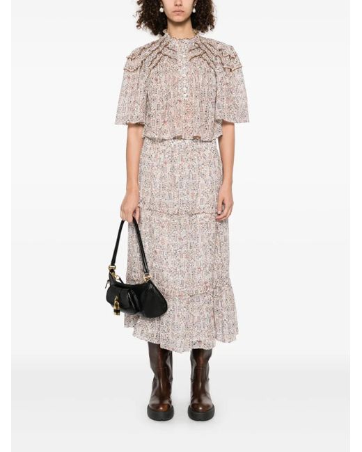 Isabel Marant Natural Diya Midi Skirt